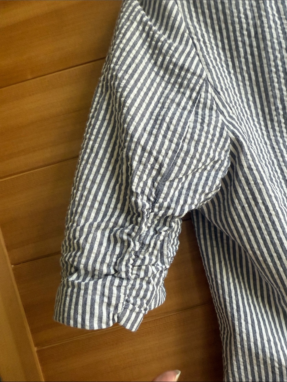 Banana Republic Striped Cotton Seersucker Jacket - Navy & White - Picture 5 of 5